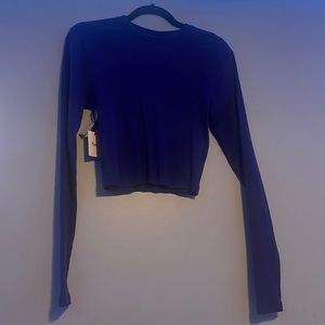 Dark purple cropped ribbed sweater